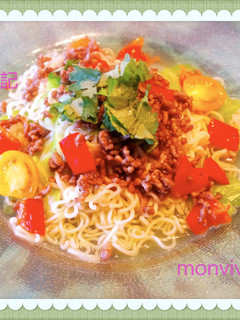 ポロポロ挽肉炒めの「冷やしラーメン」-レシピのメイン写真