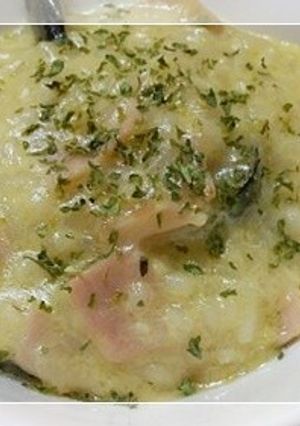 美味濃厚!きのことハムのチーズリゾット-レシピのメイン写真