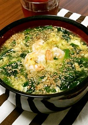 海老とほうれん草のたまご塩あんラーメン-レシピのメイン写真