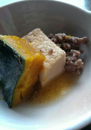 めんつゆ楽々♪かぼちゃと厚揚げの挽き肉煮-レシピのメイン写真