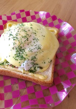 ガッツリ朝ご飯♫ハム卵マヨチートースト-レシピのメイン写真