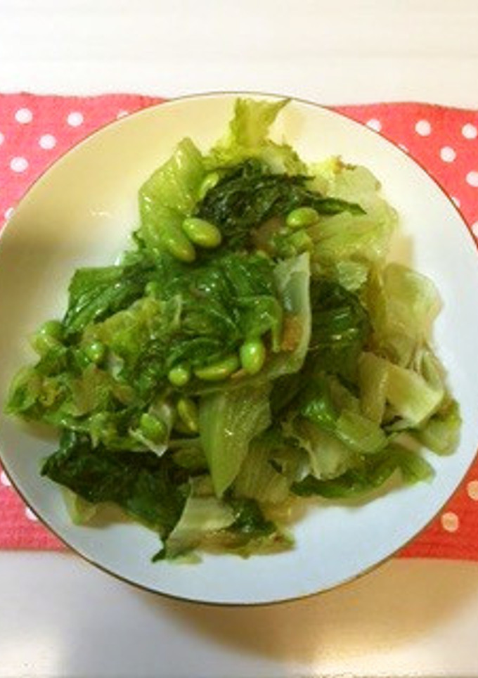 簡単レタス丸ごと〜旬の枝豆と塩レモン炒め-レシピのメイン写真