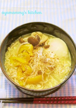 レンジ野菜と温泉卵のせ☆塩ラーメン-レシピのメイン写真