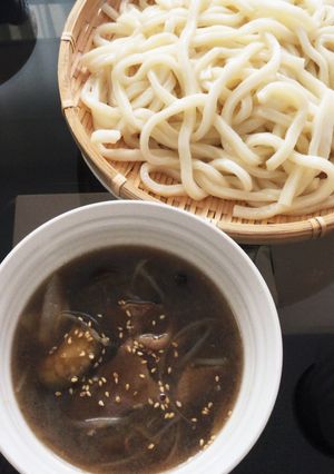 豚肉となすとしめじの冷やしつけうどん-レシピのメイン写真