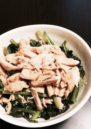 残り物で簡単 鶏のささみとほうれん草和え-レシピのメイン写真