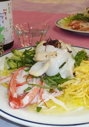 野菜の麺パート２　糸瓜の冷やし中華風-レシピのメイン写真