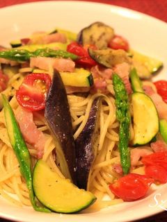 夏野菜たっぷりのアーリオオーリオパスタ-レシピのメイン写真