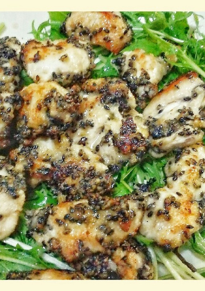黒ごま衣の鶏ささみのフライパン焼き唐揚げ-レシピのメイン写真