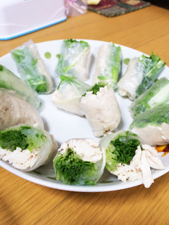 ズボラサラダ!鶏ササミと水菜の生春巻き-レシピのメイン写真