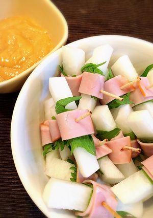大根の大葉ハム巻き！マヨ味噌ディップで♪-レシピのメイン写真