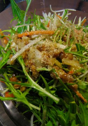 シャキシャキ水菜サラダの納豆ごまソースがけ-レシピのメイン写真