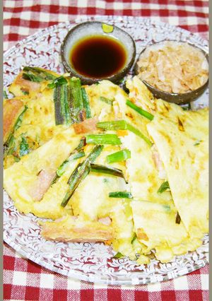 スパムとニラでヒラヤーチー！沖縄風チヂミ-レシピのメイン写真
