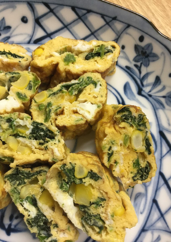 とうもろこしとほうれん草の卵焼き-レシピのメイン写真