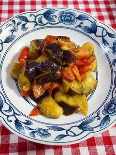 簡単!茄子トマトの酢味噌炒め-レシピのメイン写真