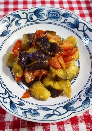 簡単！茄子トマトの酢味噌炒め-レシピのメイン写真