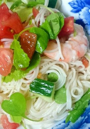 海老とトマトのサラダそーめん-レシピのメイン写真
