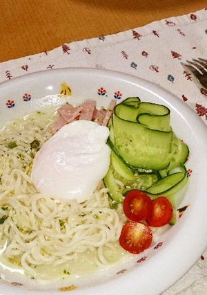 さっぱりカルボナーラ風冷やし塩らーめん。-レシピのメイン写真