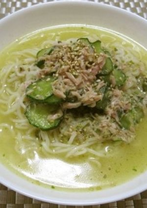 冷や汁風冷やしぶっかけ塩らーめん♪-レシピのメイン写真