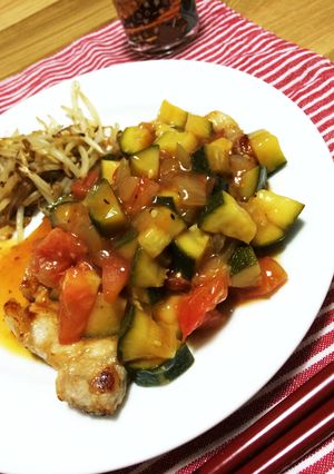 夏野菜ソースの豚肉ソテー-レシピのメイン写真