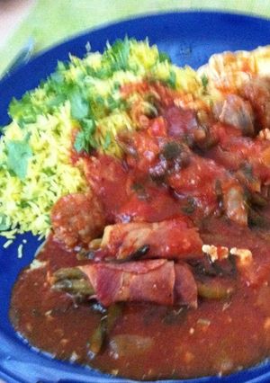 ハムのいんげん巻きトマトソース煮-レシピのメイン写真