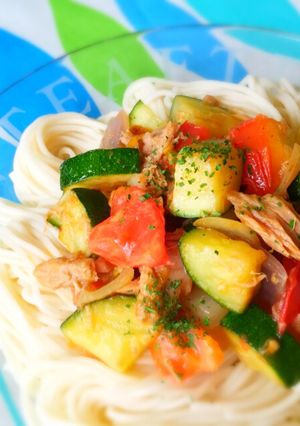 夏♪ズッキーニ☆イタリアンな…そうめん！-レシピのメイン写真