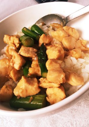 鶏むね肉とアスパラの甘辛煮♡-レシピのメイン写真