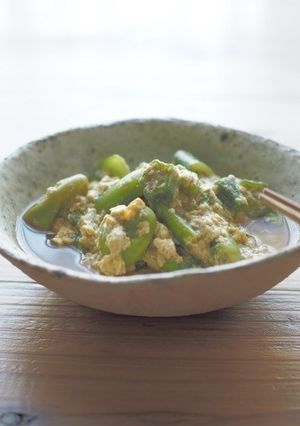 緑の野菜の卵とじ-レシピのメイン写真