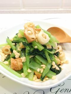 簡単和食♪小松菜の炊いたん、天かす入り-レシピのメイン写真