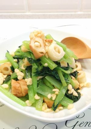 簡単和食♪小松菜の炊いたん、天かす入り-レシピのメイン写真