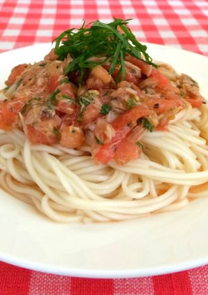 トマトの冷製パスタ風ひやむぎ-レシピのメイン写真