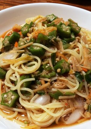 オクラのピリ辛冷製パスタ-レシピのメイン写真