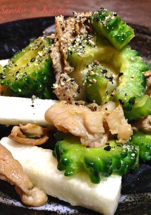 ゴーヤーと長芋のわさび醤油炒め-レシピのメイン写真