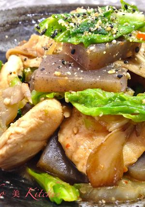鶏肉とこんにゃくのピリ辛味噌炒め-レシピのメイン写真