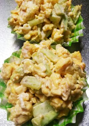 簡単５分☆卵とブロッコリーの茎サラダ♪-レシピのメイン写真