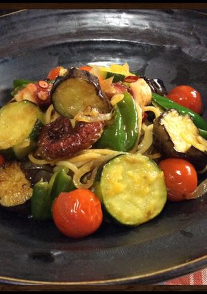 夏野菜とタコのパスタ-レシピのメイン写真