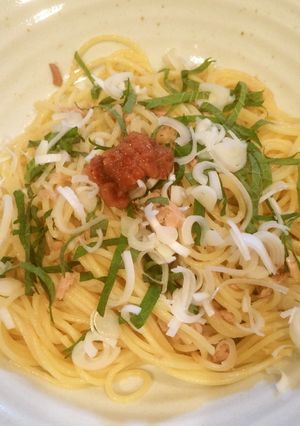 簡単で適当な梅しそツナスパゲッティ-レシピのメイン写真