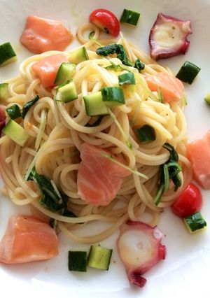 海鮮と夏野菜のパスタ♡青じそドレッシング-レシピのメイン写真