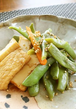レンジで、モロッコいんげんと厚揚げの煮物-レシピのメイン写真