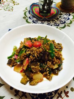 ひき肉とナスの炒め物-レシピのメイン写真