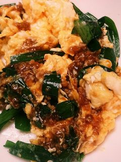 豚ひき肉入り、ニラ玉炒め-レシピのメイン写真