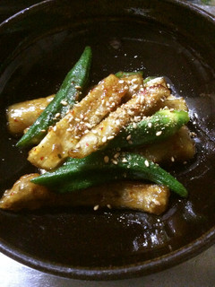 ごぼうとオクラの甘辛炒め-レシピのメイン写真