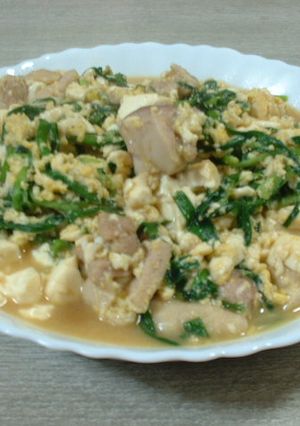 焼き肉のタレで豆腐とニラの卵とじ-レシピのメイン写真