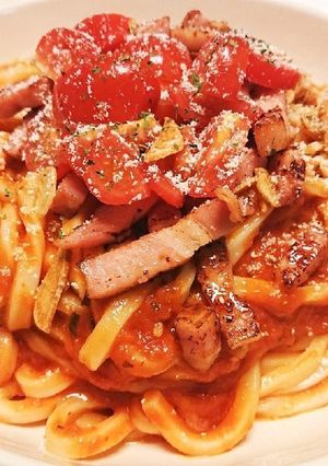 茹でない★冷製トマトバジルうどん-レシピのメイン写真