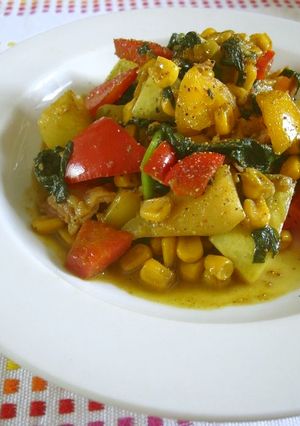 夏野菜とコーンのカレーバター醤油ソテー-レシピのメイン写真