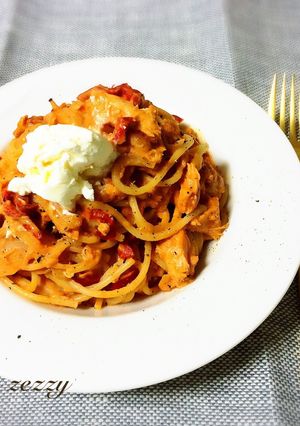 簡単！サーモンパスタ　マスカルポーネ添え-レシピのメイン写真