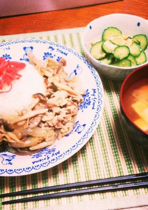 簡単美味しくかさまし♪豚丼定食!!-レシピのメイン写真