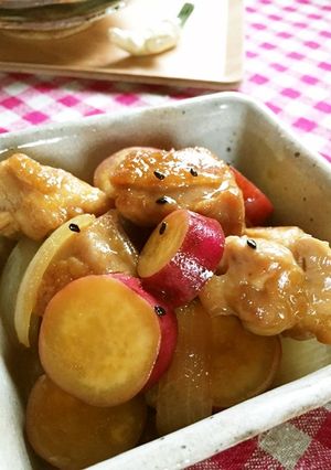 サツマイモと鶏肉の甘酢醤油バター炒め-レシピのメイン写真