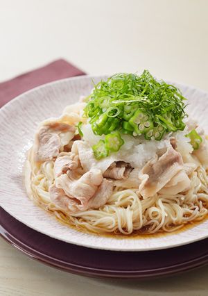 冷たい豚おろしオクラそうめん-レシピのメイン写真