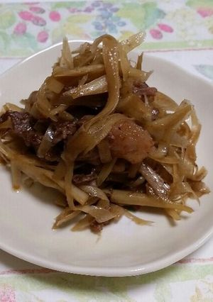 時短☆味がしみしみ♡牛肉ごぼうの炒め煮-レシピのメイン写真