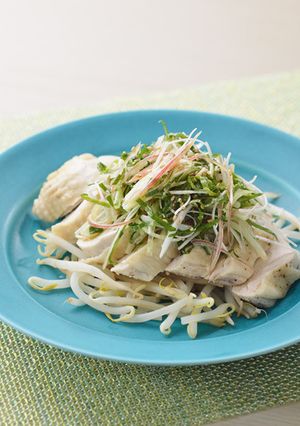 鶏むね肉の香味野菜塩ごま油あえのせ-レシピのメイン写真